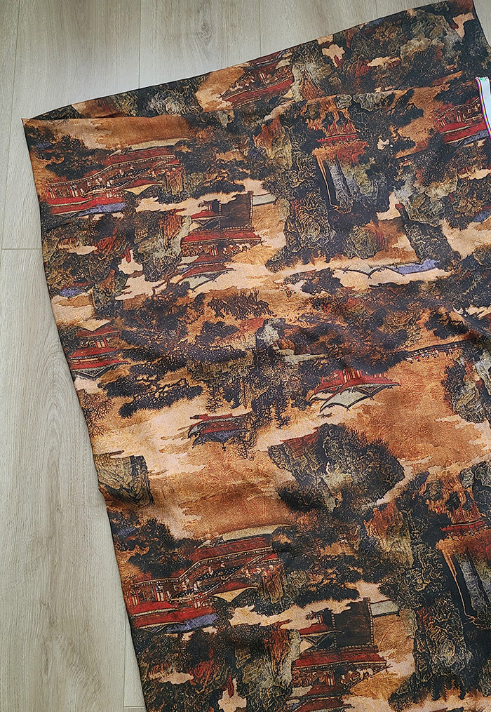 RYJIASAN - Hight 60 Count Rayon Satin Faux Silk Chinese Style Floral Cheongsam Dress Fabric - 145cm wide by the Yard