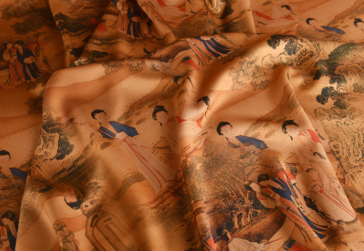 RYSILVTU - Hight 60 Count Rayon Satin Faux Silk Chinese Style Floral Cheongsam Dress Fabric - 145cm wide by the Yard