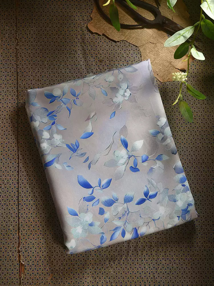 RYRUXUEE - Hight 60 Count Rayon Satin Faux Silk Chinese Style Floral Cheongsam Dress Fabric - 145cm wide by the Yard