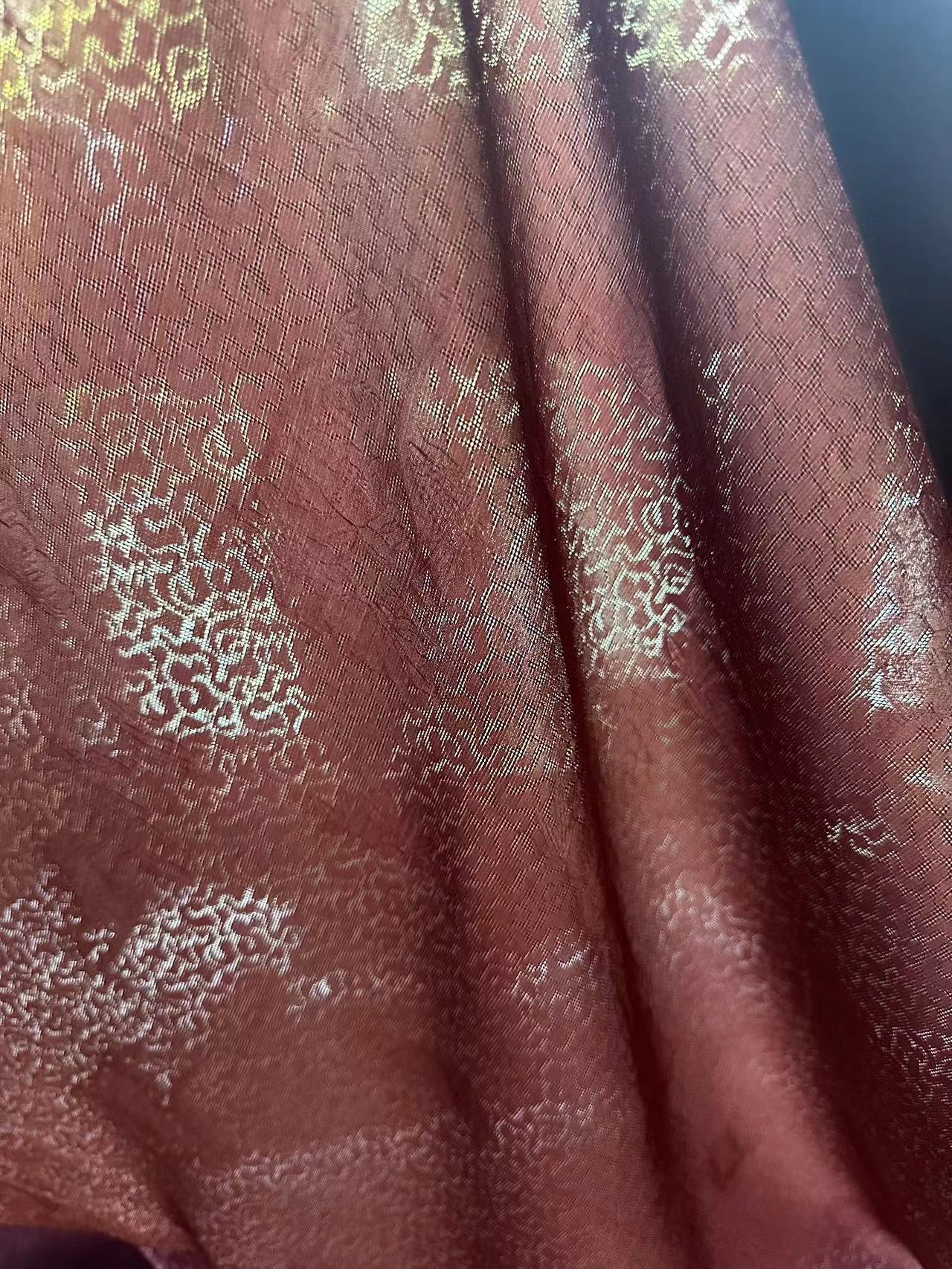 SXZYUS - Handmade 25 Momme HUALUO Jacquard Hongyunsha Mud Silk Fabric (Openwork texture) - 114cm by the Yard