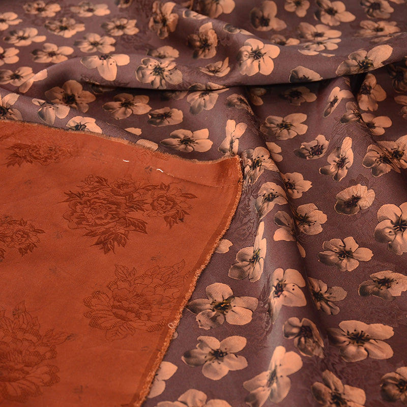 YPWUBH - Handmade 22 Momme HUALUO Jacquard Mud Silk Fabric (Openwork texture) - 114cm by the Yard