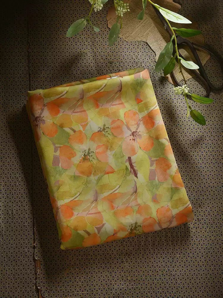 RYQIANCA- Hight 60 Count Rayon Satin Faux Silk Chinese Style Floral Cheongsam Dress Fabric - 145cm wide by the Yard