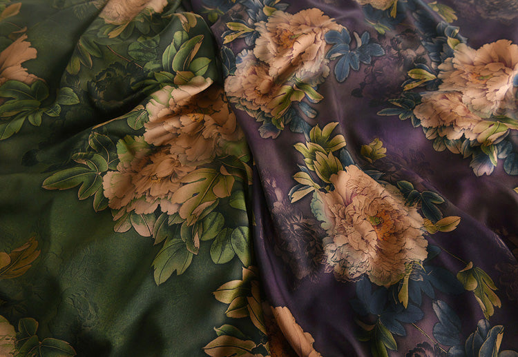 RYXIYANG- Hight 60 Count Rayon Satin Faux Silk Chinese Style Floral Cheongsam Dress Fabric - 145cm wide by the Yard