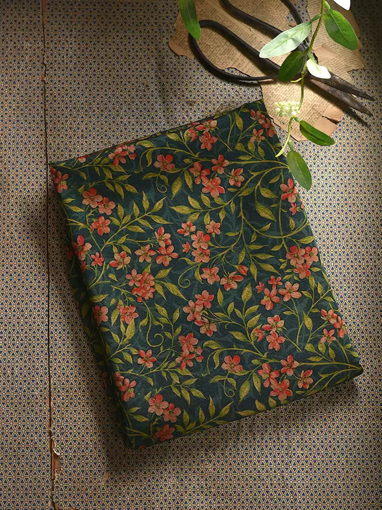 RYHONXIU - Hight 60 Count Rayon Satin Faux Silk Chinese Style Floral Cheongsam Dress Fabric - 145cm wide by the Yard