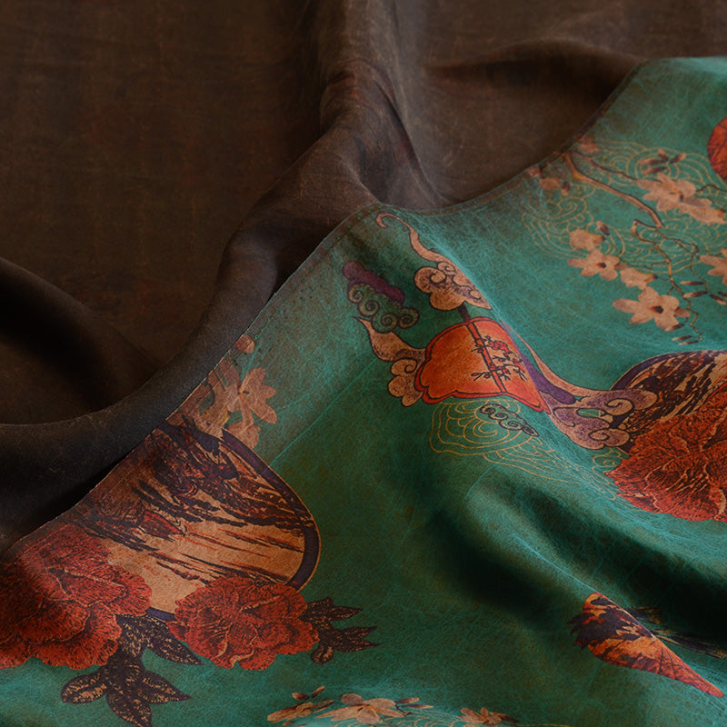 YPYJMD - Handmade 23 Momme HUALUO Jacquard Mud Silk Satin Fabric (Openwork texture) - 110cm by the Yard