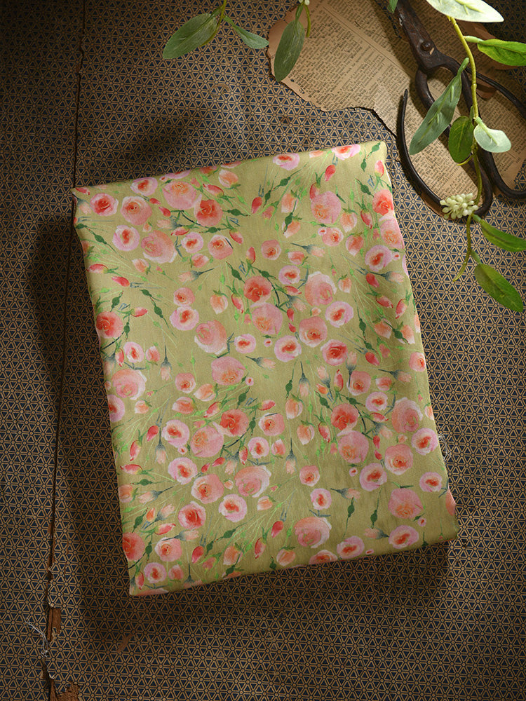 RYXIAFEI - Hight 60 Count Rayon Satin Faux Silk Chinese Style Floral Cheongsam Dress Fabric - 145cm wide by the Yard