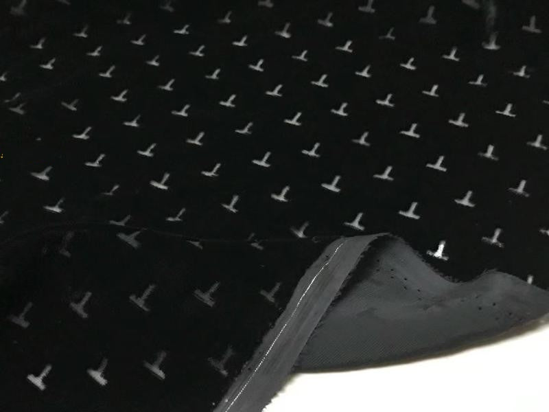 TZIWEN - Black Base with T-shaped Pattern and Semi-sheer with a Draping Effect Sheer Burnout Silk Velvet Satin Fabric - 140cm wide by the Yard