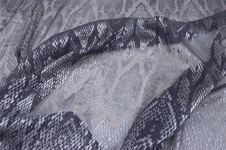 JFHHSP - 11 Momme Faux Snakeskin Pattern Style Sheer Burnout Silk Devore Satin Fabric - 114cm wide by the Yard