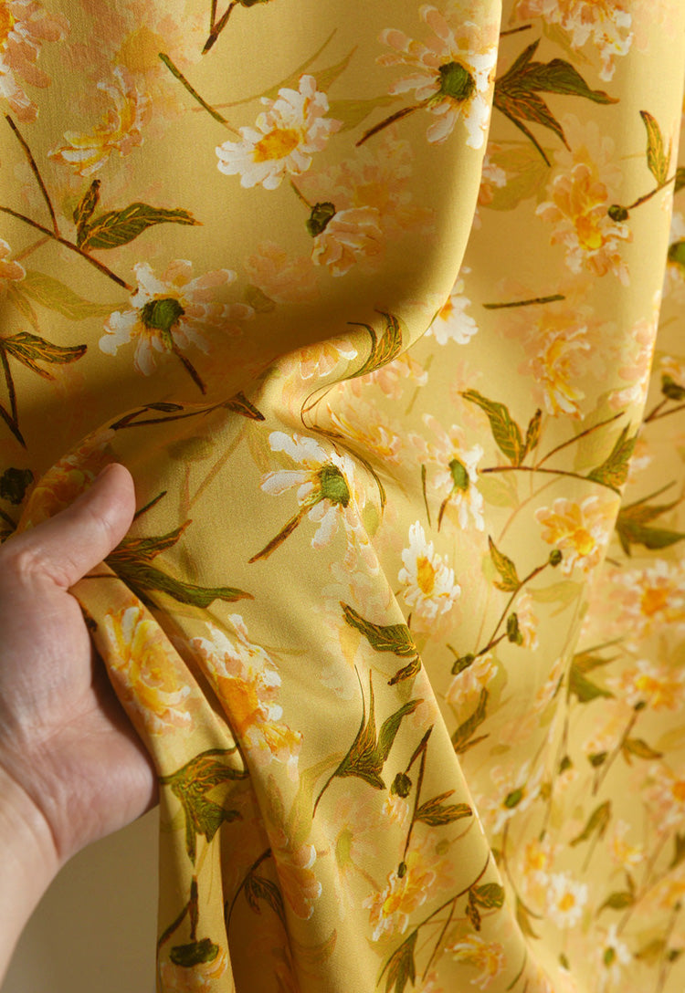 RYQIUWAN - Hight 60 Count Rayon Satin Faux Silk Chinese Style Floral Cheongsam Dress Fabric - 145cm wide by the Yard