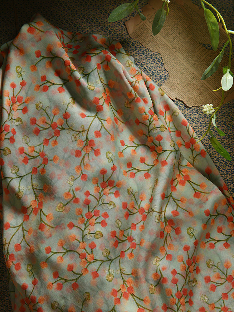 RYJIEYUI - Hight 60 Count Rayon Satin Faux Silk Chinese Style Floral Cheongsam Dress Fabric - 145cm wide by the Yard