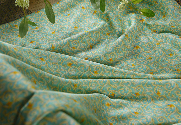 RYLIUYIN - Hight 60 Count Rayon Satin Faux Silk Chinese Style Floral Cheongsam Dress Fabric - 145cm wide by the Yard