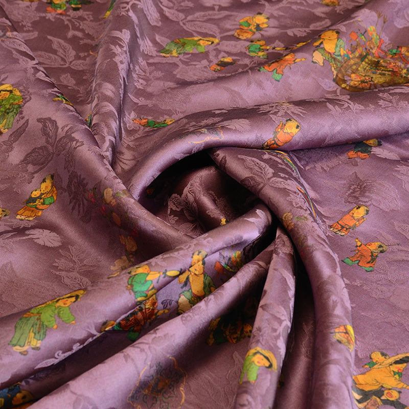 YPBZXX - Handmade 25 Momme HUALUO Jacquard Mud Silk Satin Fabric (Openwork texture) - 110cm by the Yard