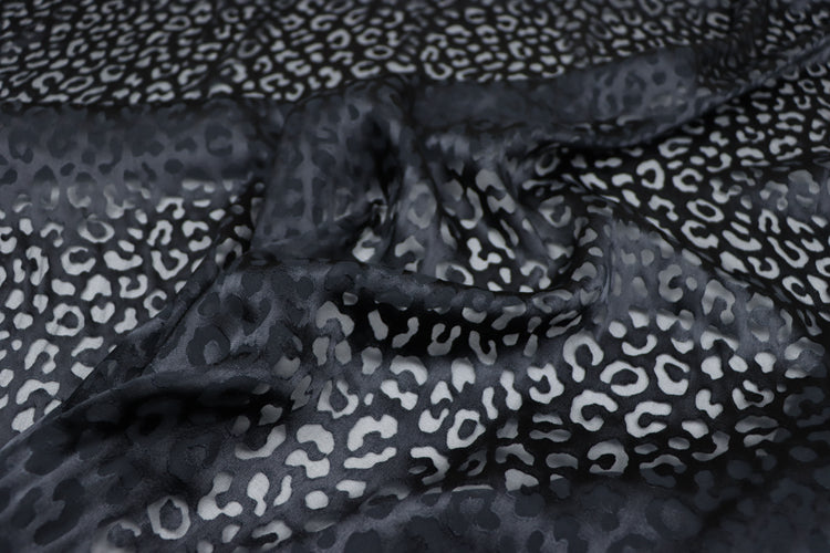 JFHHQQ - 16 Momme Black Sheer Burnout Silk Devore Satin Fabric - 140cm wide by the Yard