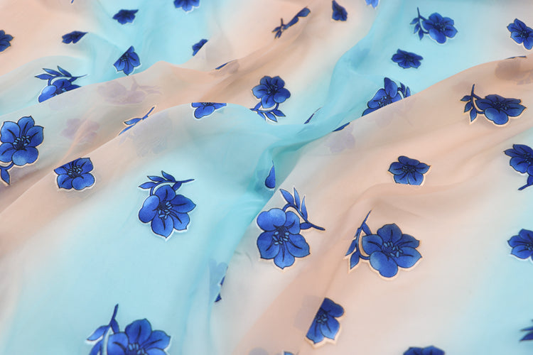 JFHJIB - 8 Momme Gradient Style Sheer Burnout Silk Devore Satin Fabric - 120cm wide by the Yard