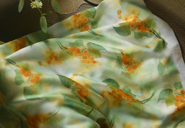 RYXIAMAN - Hight 60 Count Rayon Satin Faux Silk Chinese Style Floral Cheongsam Dress Fabric - 145cm wide by the Yard