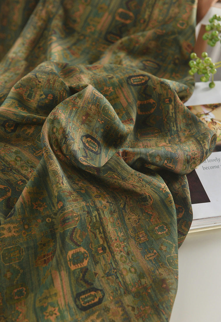 RYGULIUU - Hight 60 Count Rayon Satin Faux Silk Chinese Style Floral Cheongsam Dress Fabric - 145cm wide by the Yard