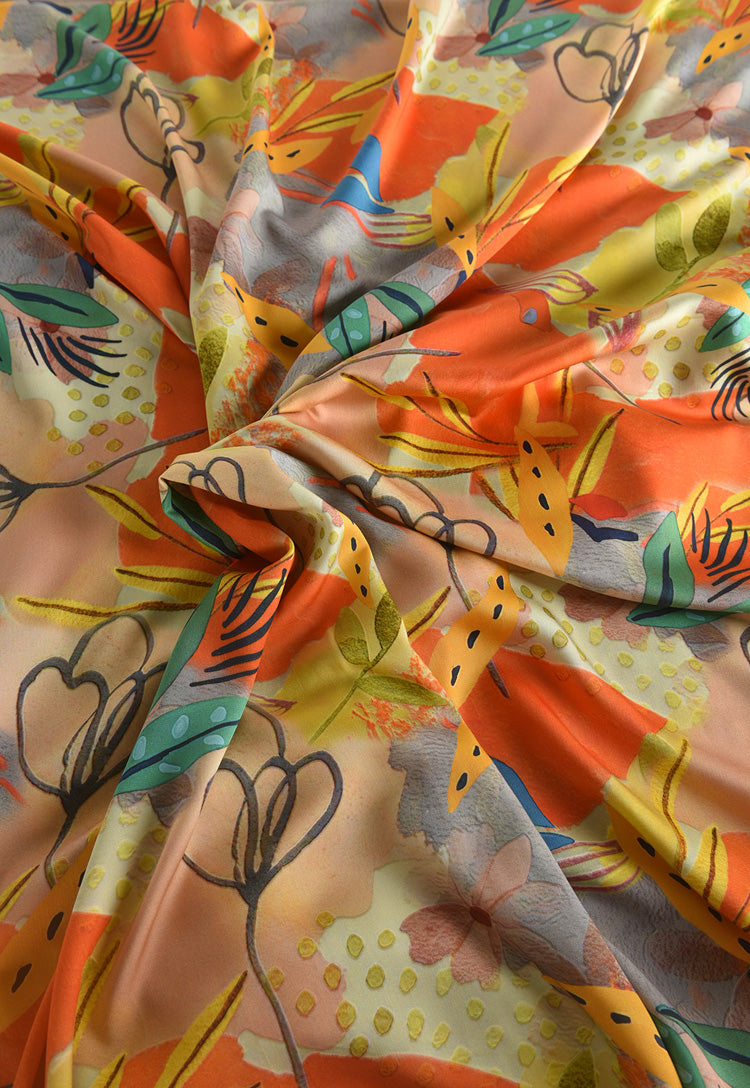 RYYINXIA - Hight 60 Count Rayon Satin Faux Silk Chinese Style Floral Cheongsam Dress Fabric - 145cm wide by the Yard