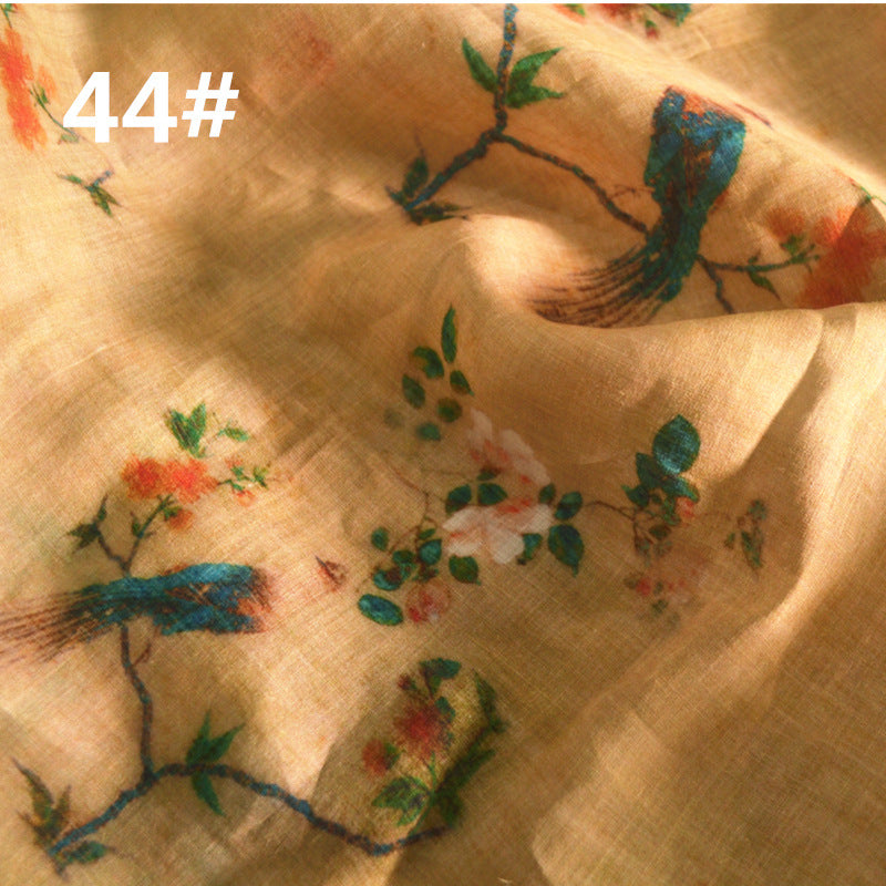 LRFGHB - Retro Style Floral Printed 42 Thread Count Ramie Fabric - 140cm wide by the Yard