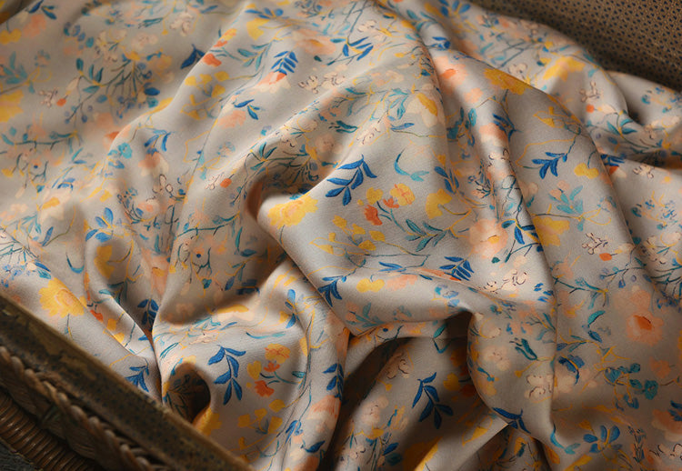 RYQINHUI - Hight 60 Count Rayon Satin Faux Silk Chinese Style Floral Cheongsam Dress Fabric - 145cm wide by the Yard