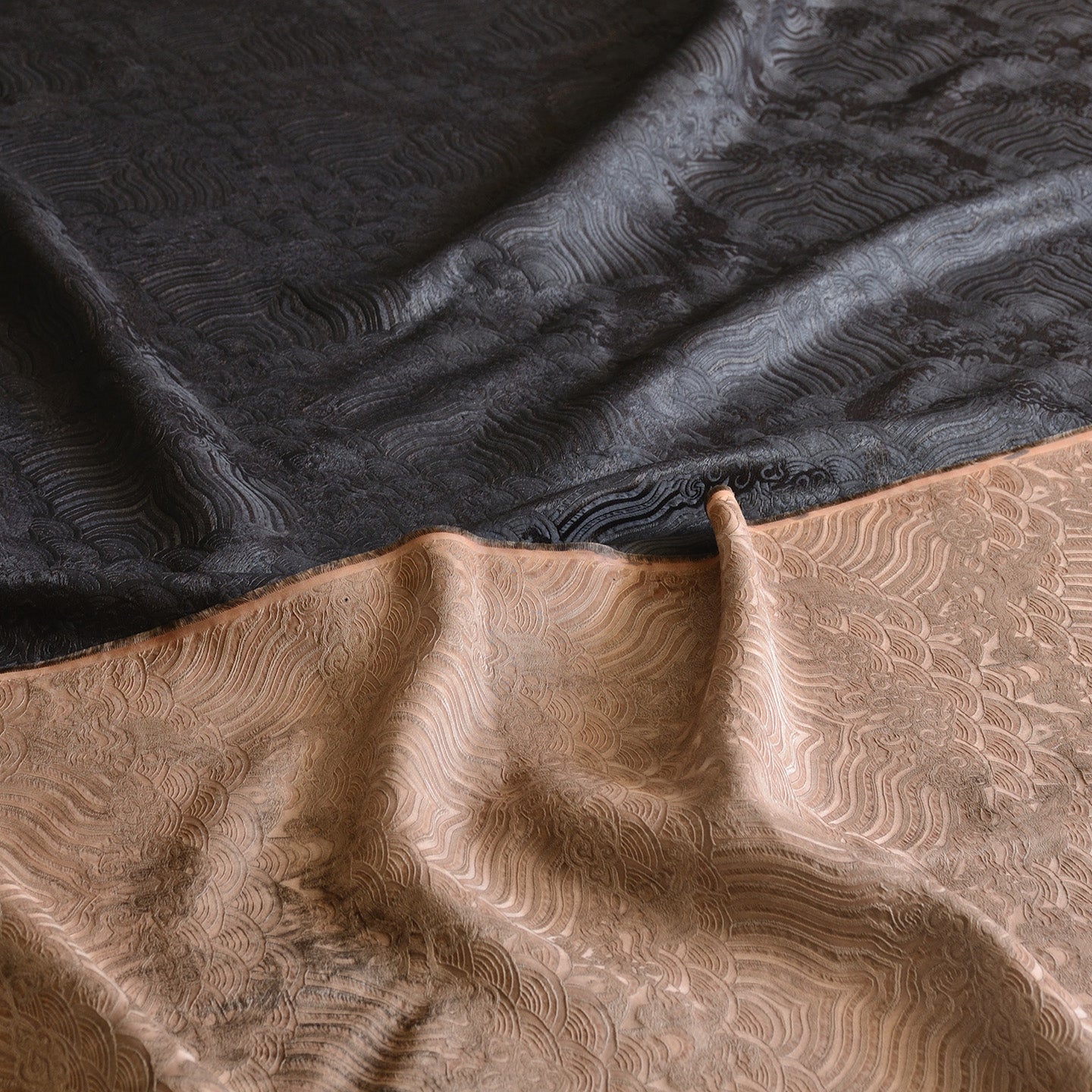 YPHILA - Handmade 40 Momme Jacquard Mud Silk Fabric - 135cm by the Yard