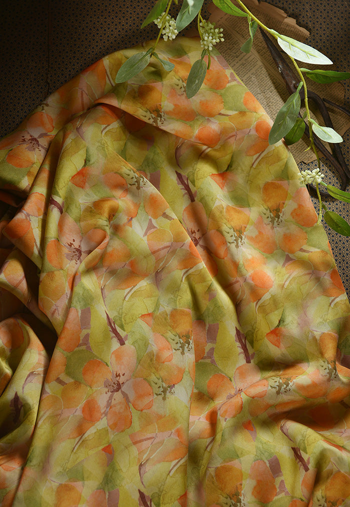 RYQIANCA- Hight 60 Count Rayon Satin Faux Silk Chinese Style Floral Cheongsam Dress Fabric - 145cm wide by the Yard