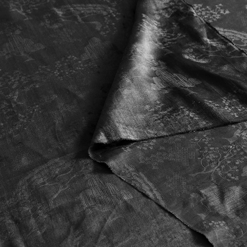 YPHEYX - Handmade 28 Momme HUALUO Jacquard Mud Silk Fabric (Openwork texture) - 112cm by the Yard