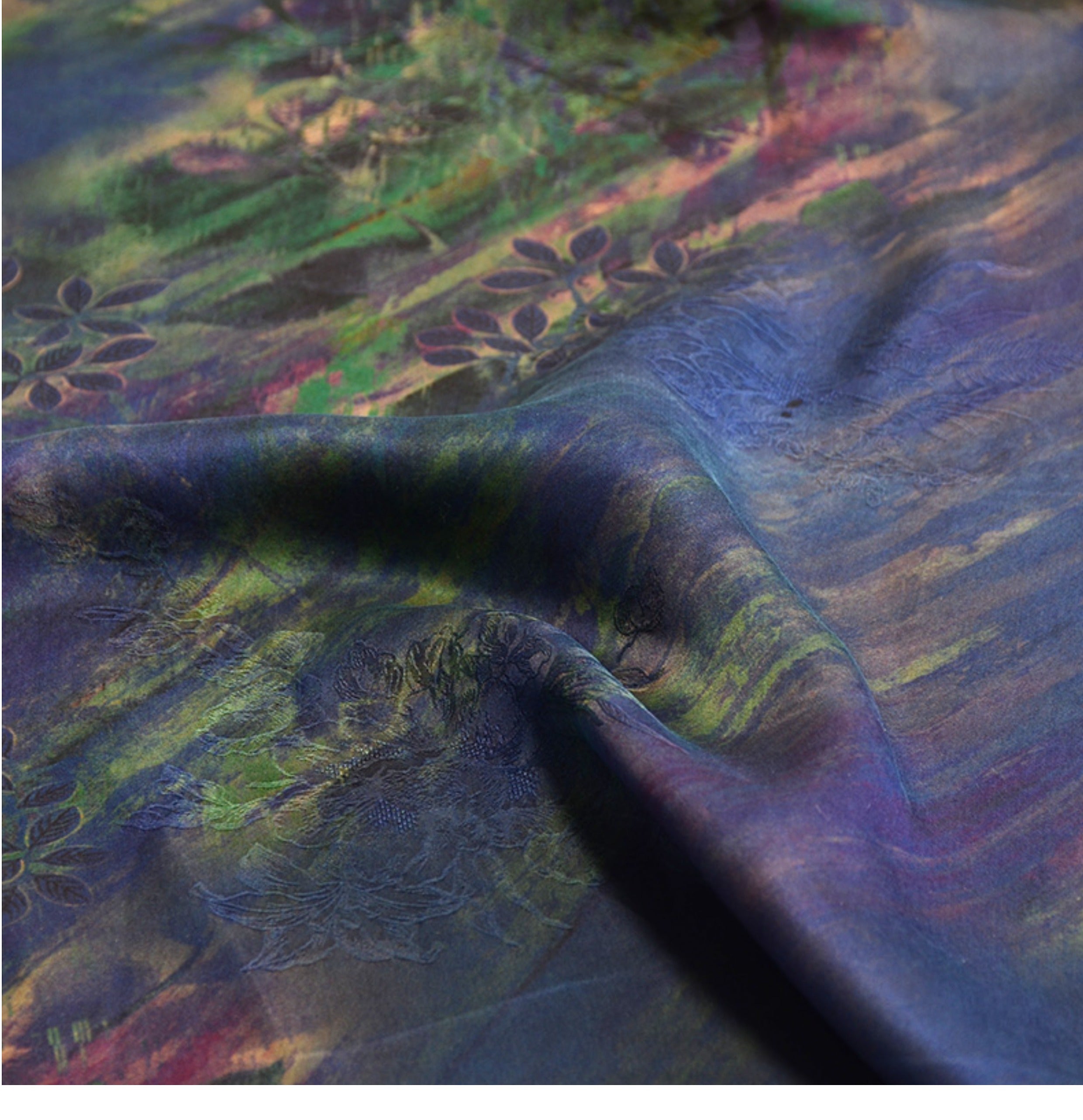 YPZRTH - Handmade 25 Momme HUALUO Jacquard Mud Silk Fabric (Openwork texture) - 138cm by the Yard