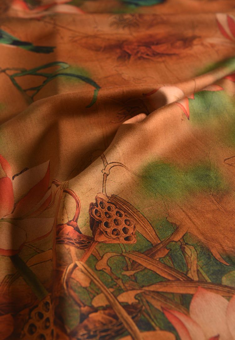 RYXIAHEE- Hight 60 Count Rayon Satin Faux Silk Chinese Style Floral Cheongsam Dress Fabric - 145cm wide by the Yard