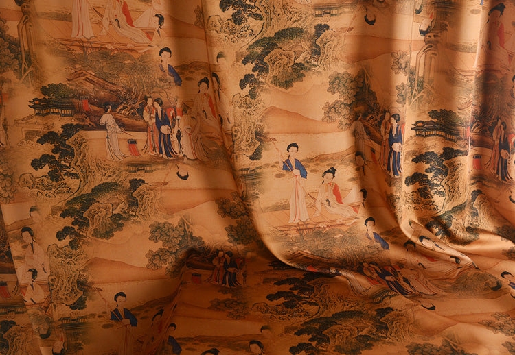 RYSILVTU - Hight 60 Count Rayon Satin Faux Silk Chinese Style Floral Cheongsam Dress Fabric - 145cm wide by the Yard