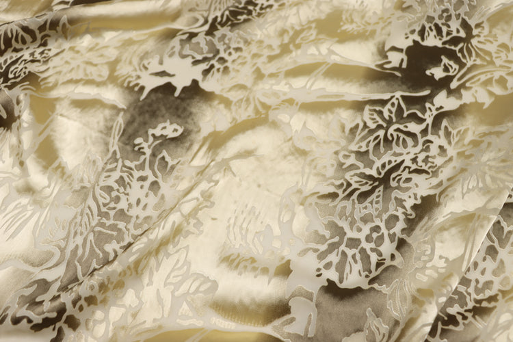 JFHSUL - 17 Momme Vertical Pattern Sheer Burnout Silk Devore Satin Fabric - 114cm wide by the Yard