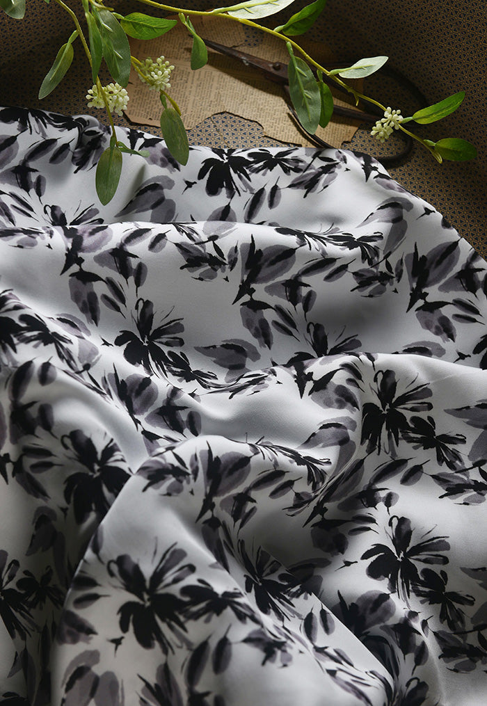 RYSUIMOO - Hight 60 Count Rayon Satin Faux Silk Chinese Style Floral Cheongsam Dress Fabric - 145cm wide by the Yard