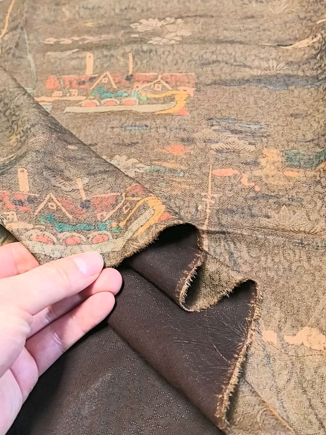 YPXDFZ - Handmade 27 Momme HUALUO Jacquard Mud Silk Fabric (Openwork texture) - 110cm by the Yard