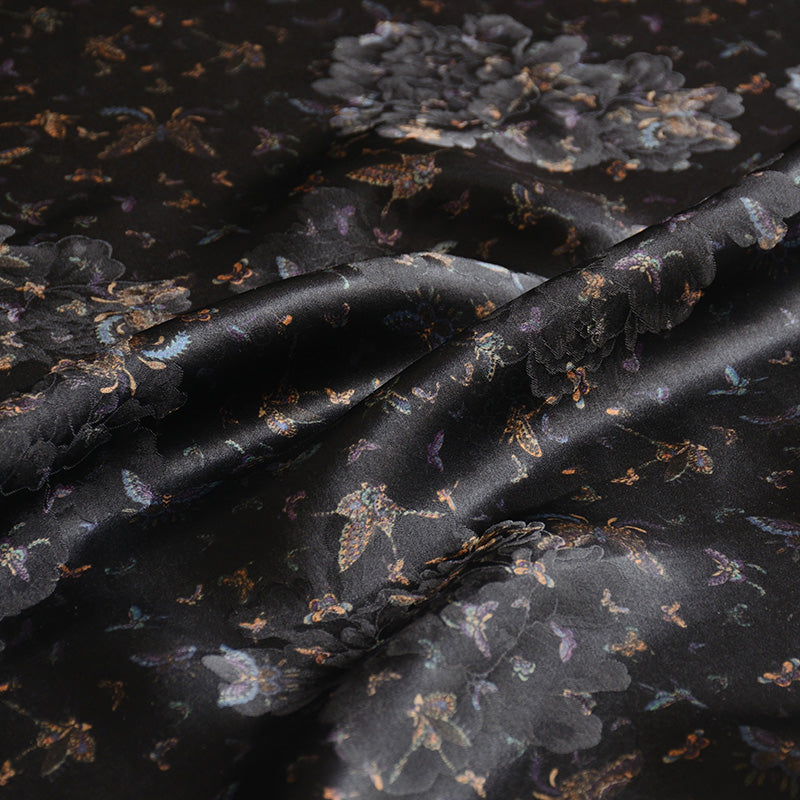 YPFWDH - Handmade 25 Momme HUALUO Jacquard Mud Silk Satin Fabric (Openwork texture) - 110cm by the Yard