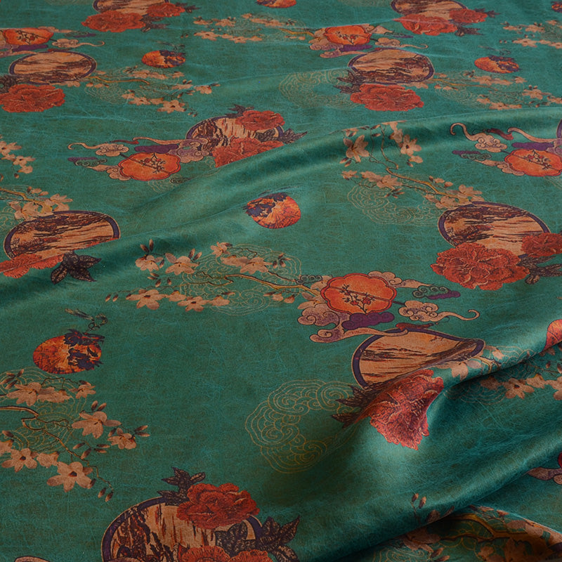 YPYJMD - Handmade 23 Momme HUALUO Jacquard Mud Silk Satin Fabric (Openwork texture) - 110cm by the Yard