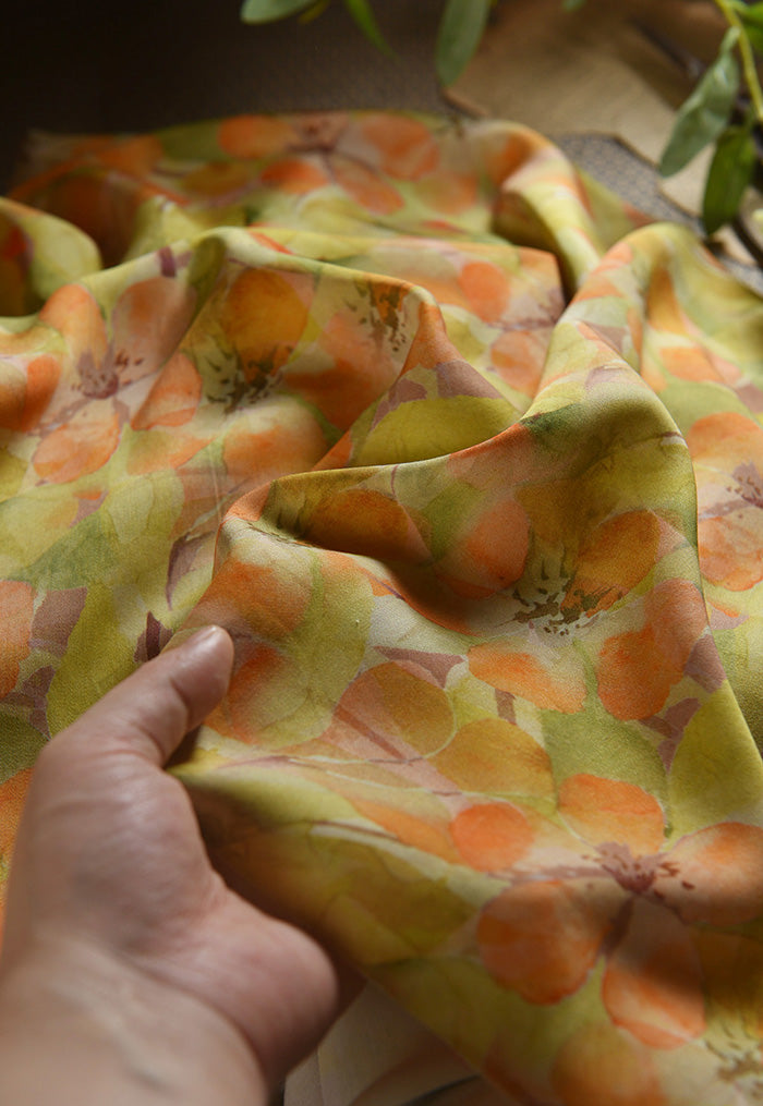 RYQIANCA- Hight 60 Count Rayon Satin Faux Silk Chinese Style Floral Cheongsam Dress Fabric - 145cm wide by the Yard