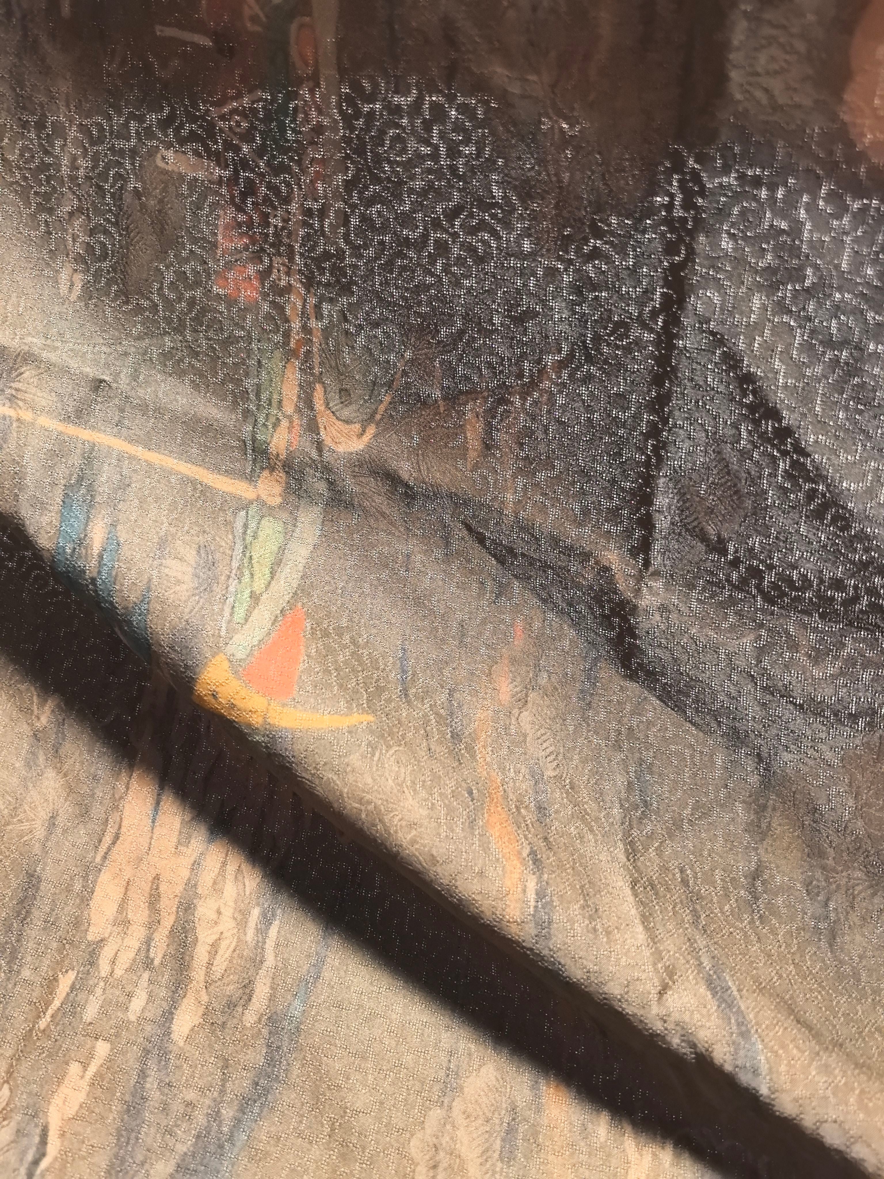 YPXDFZ - Handmade 27 Momme HUALUO Jacquard Mud Silk Fabric (Openwork texture) - 110cm by the Yard