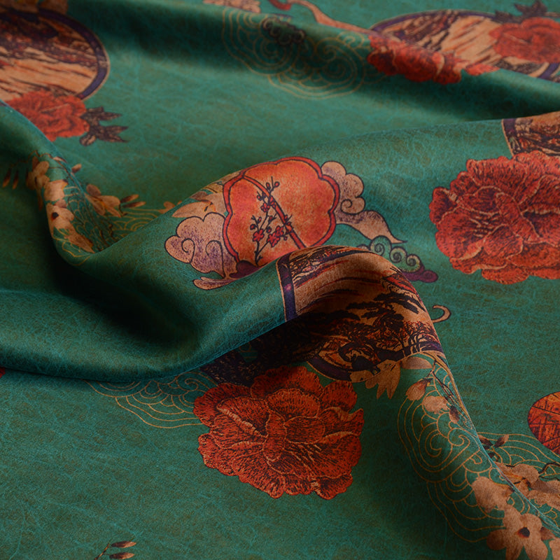 YPYJMD - Handmade 23 Momme HUALUO Jacquard Mud Silk Satin Fabric (Openwork texture) - 110cm by the Yard