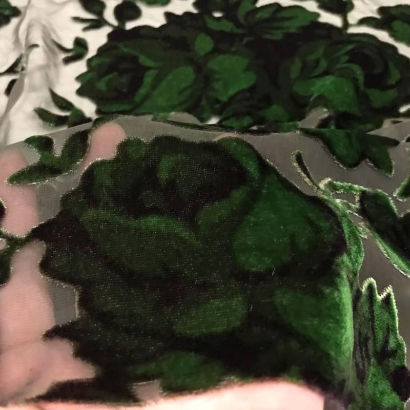 MOLVLV - Semi-sheer with a Draping Effect Burnout Silk Velvet Satin Fabric - 114cm wide by the Yard