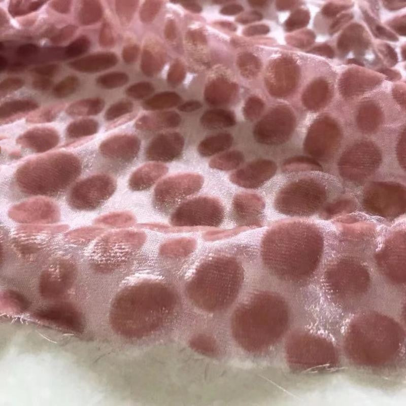 HEBBOD - Hepburn-style Polka Dot Pattern Semi-sheer with a Draping Effect Burnout Silk Velvet Satin Fabric - 114cm wide by the Yard