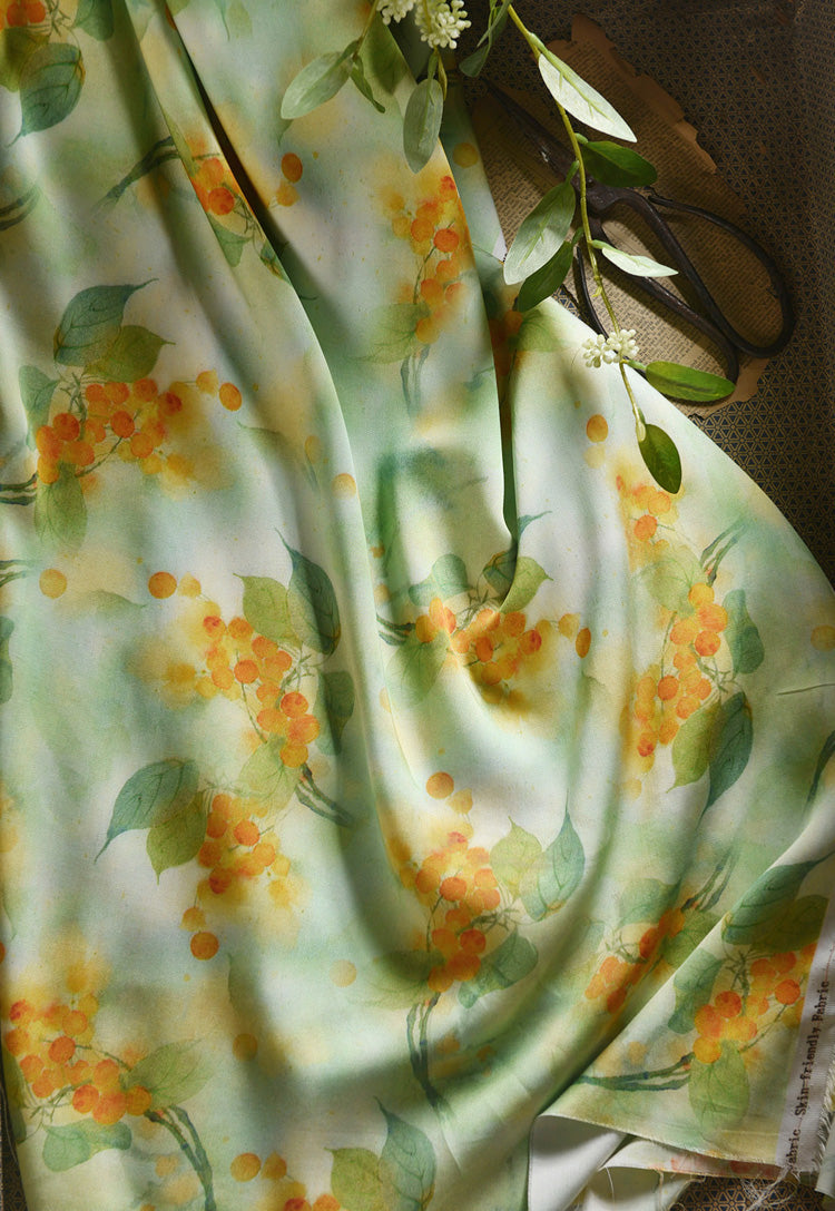 RYXIAMAN - Hight 60 Count Rayon Satin Faux Silk Chinese Style Floral Cheongsam Dress Fabric - 145cm wide by the Yard