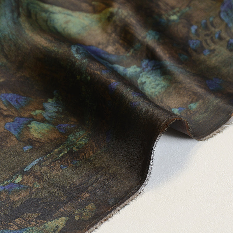 YPHDGS - Handmade 21 Momme HUALUO Jacquard Mud Silk Satin Fabric (Openwork texture) - 110cm by the Yard