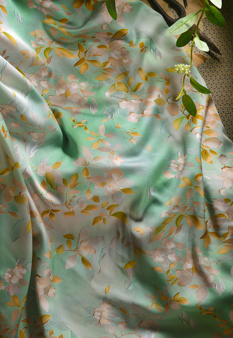 RYYUELIU - Hight 60 Count Rayon Satin Faux Silk Chinese Style Floral Cheongsam Dress Fabric - 145cm wide by the Yard