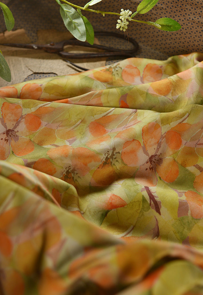 RYQIANCA- Hight 60 Count Rayon Satin Faux Silk Chinese Style Floral Cheongsam Dress Fabric - 145cm wide by the Yard