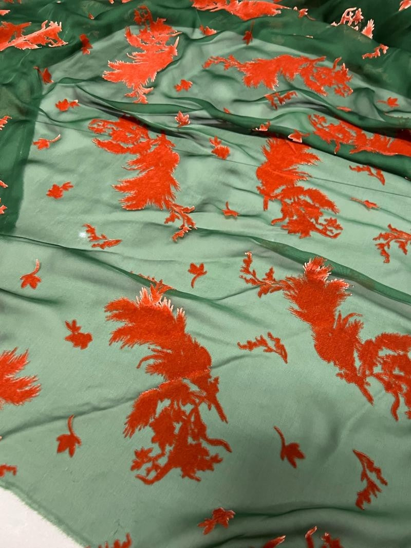 GAOMIL - Semi-sheer with a Draping Effect Sheer Burnout Silk Velvet Satin Fabric - 140cm wide by the Yard