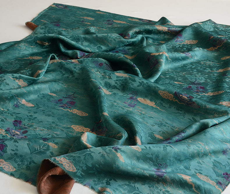YPTTLG - Handmade 22 Momme HUALUO Jacquard Mud Silk Fabric (Openwork texture) - 110cm by the Yard