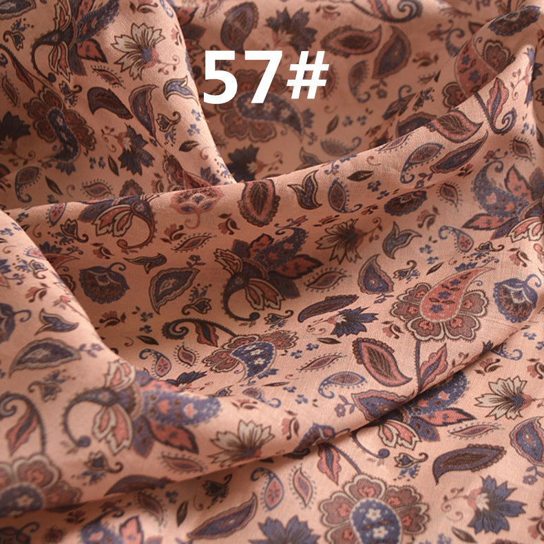 LRSBWL - Pastoral Style Floral Printed 42 Thread Count Ramie Fabric - 140cm wide by the Yard