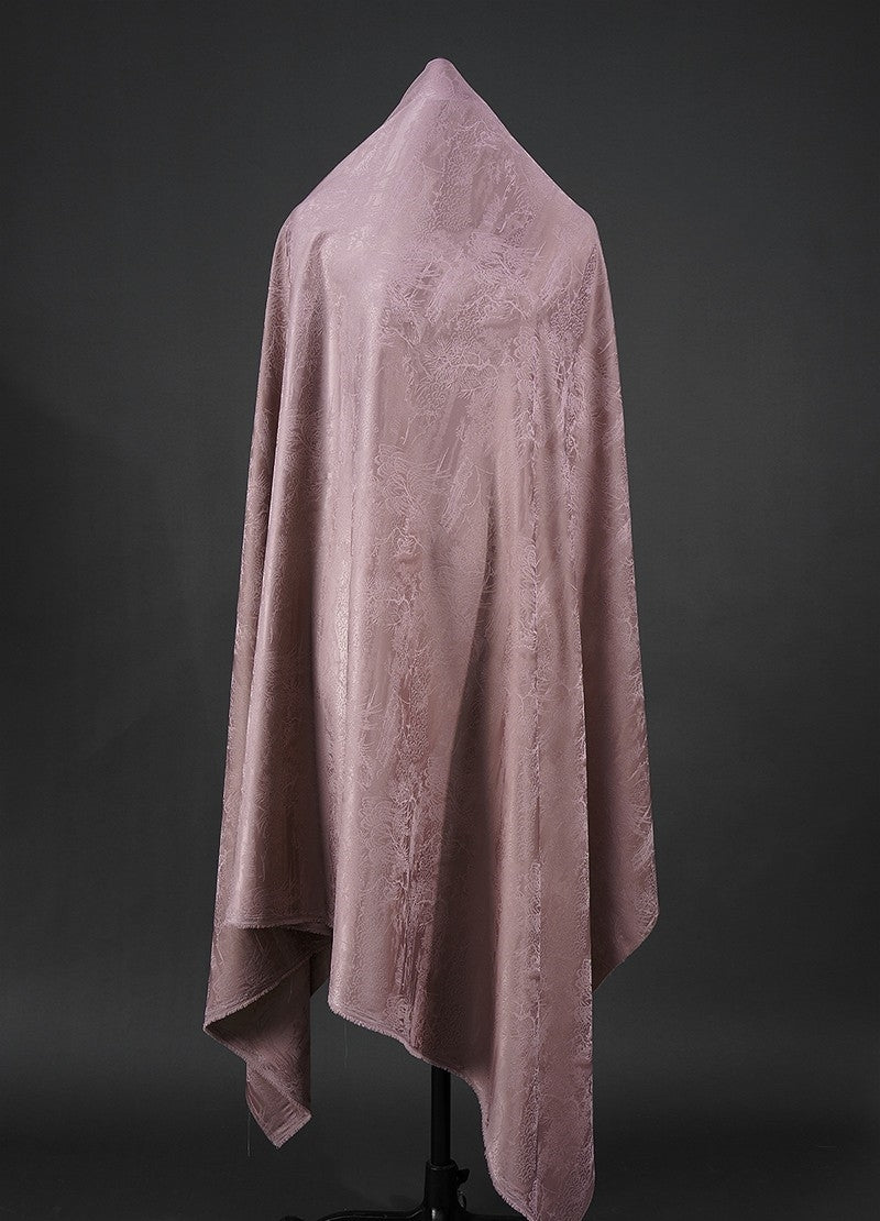 BUSZANF - Dirty Pink and Small Tree Jacquard Satin Polyester Fabric - 152cm by the yard