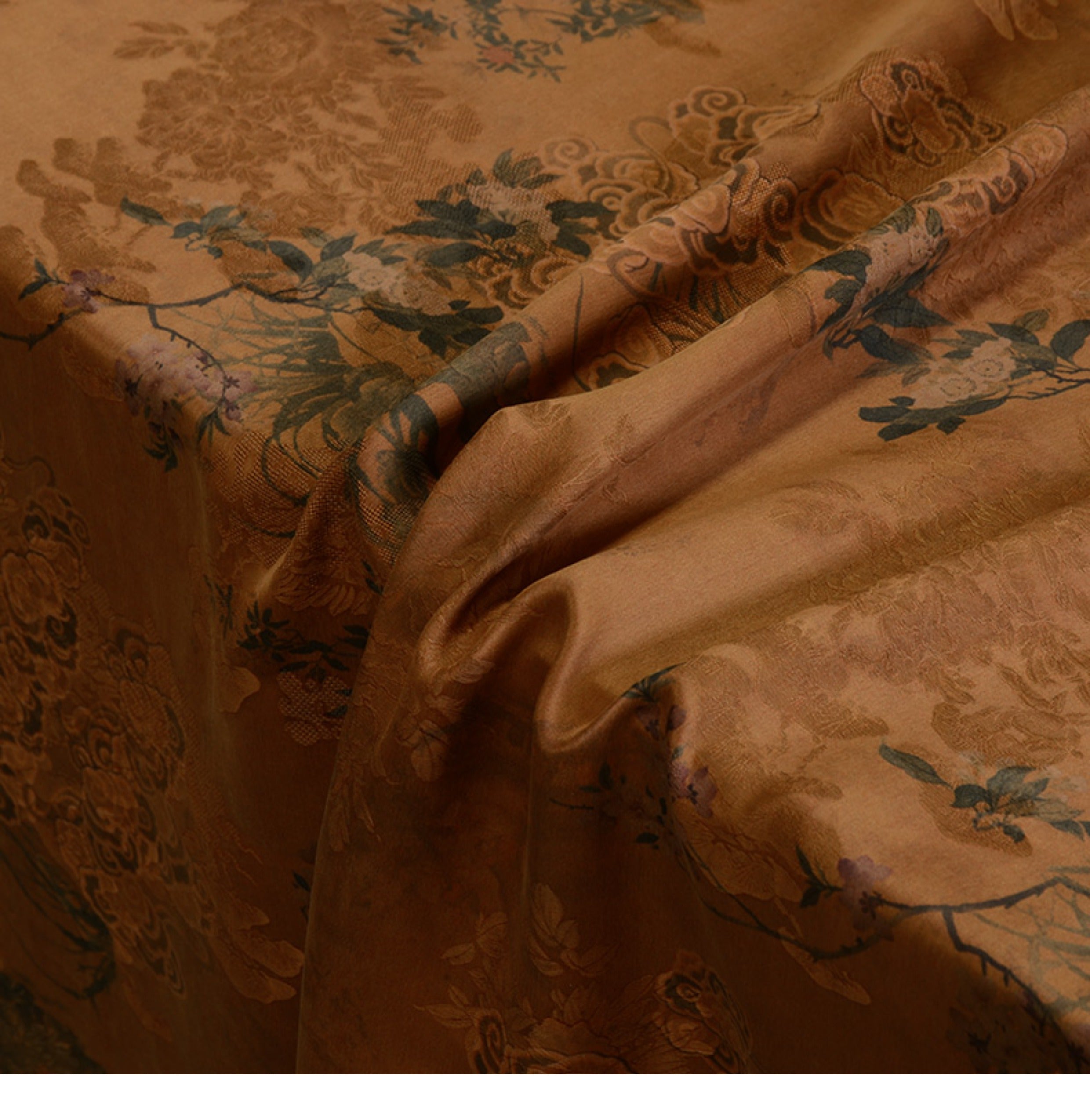YPZMXY - Handmade 26 Momme HUALUO Jacquard Mud Silk Fabric (Openwork texture) - 110cm by the Yard