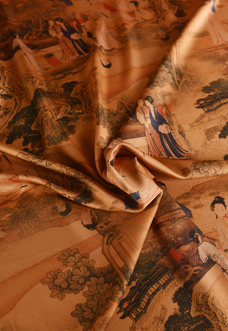 RYSILVTU - Hight 60 Count Rayon Satin Faux Silk Chinese Style Floral Cheongsam Dress Fabric - 145cm wide by the Yard