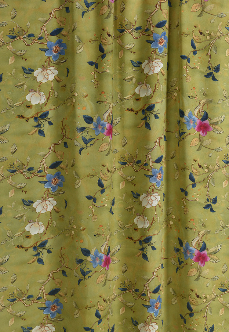 RYRUMENG - Hight 60 Count Rayon Satin Faux Silk Chinese Style Floral Cheongsam Dress Fabric - 145cm wide by the Yard